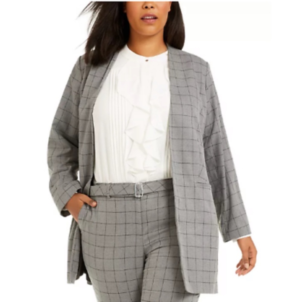 Calvin Klein Plus Size Windowpane Topper Jacket